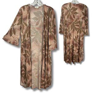 Entro Cover-up Womens S Kimono Open Front Duster Robe Boho Eclectic Floral Hippy